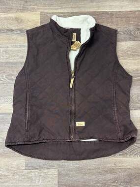 Berne 2XL Brown Quilted Work Vest Sherpa Lined Full Zip